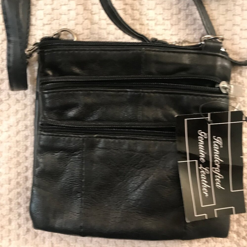 Small Black Leather Crossbody Bag with Extra Pouch - Brand New with Tags!